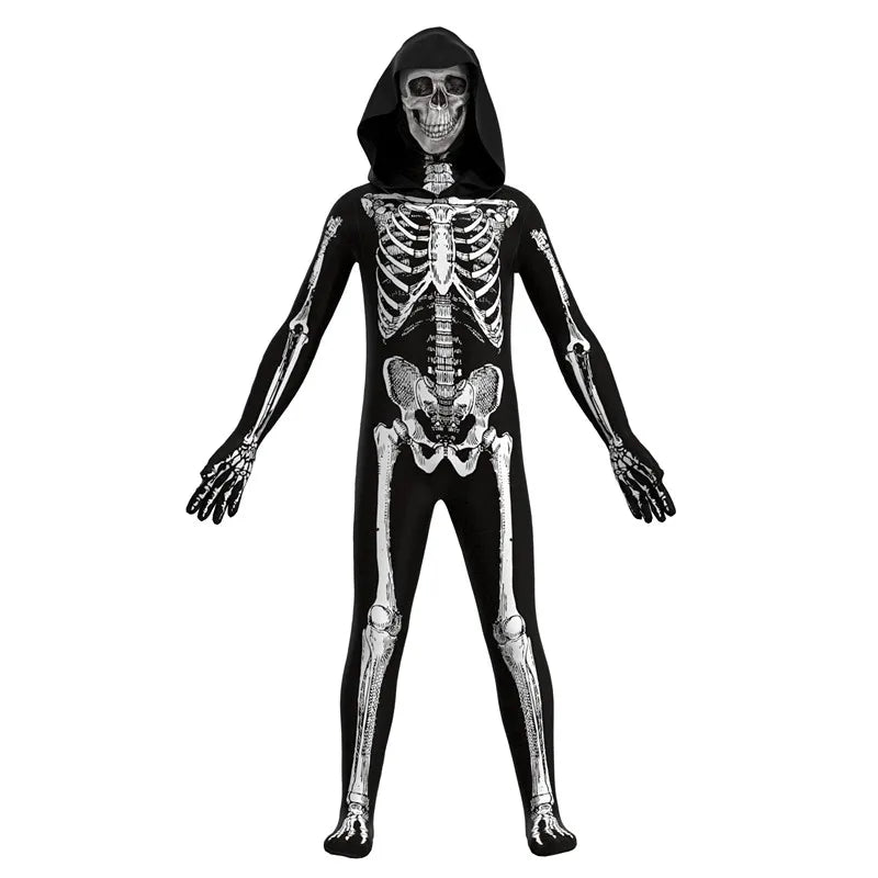 Costume de crâne d'halloween pour enfants, déguisement de terreur, jeu à capuche, Cosplay, cadeau de vacances