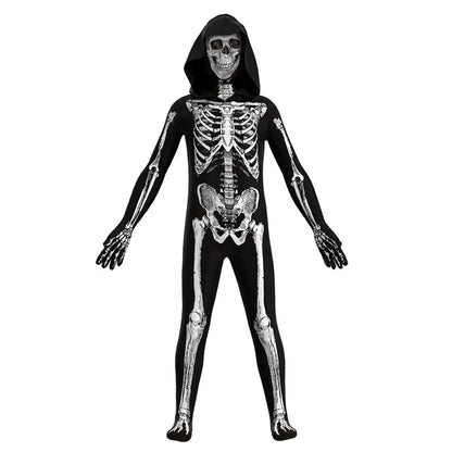 Costume de crâne d'halloween pour enfants, déguisement de terreur, jeu à capuche, Cosplay, cadeau de vacances