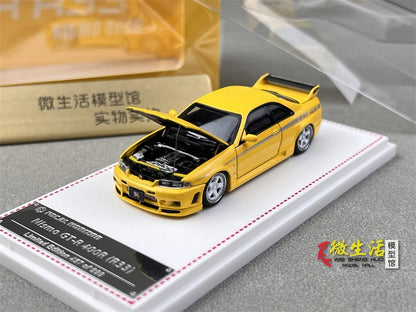 Stock 1:64 GTR R33 400R Skyline R32 R35 modèle de voiture moulée sous pression en alliage, jouet pour adolescents, à collectionner, cadeau d'anniversaire pour enfants.