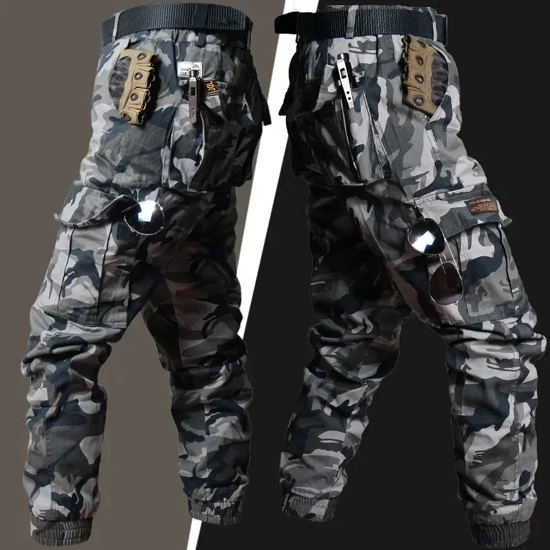 CamSolomon-Ensemble veste et pantalon cargo multi-poches pour homme, résistant à l'usure, coupe-vent, imbibé, entraînement en plein air, chasse, nouveau, 2 pièces