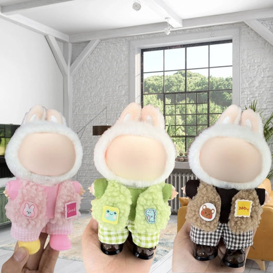 Poupée en peluche Labubu de 17cm, vêtements portables adaptés au V1 V2 V3, accessoires de vêtements de bricolage, veste de poupée mignonne, jouet pour enfants, cadeau