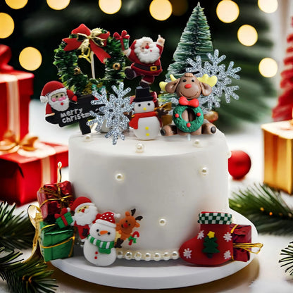 Décoration de Gâteau de Noël, Bonhomme de Neige, Arbre, Chi, 30 Pièces