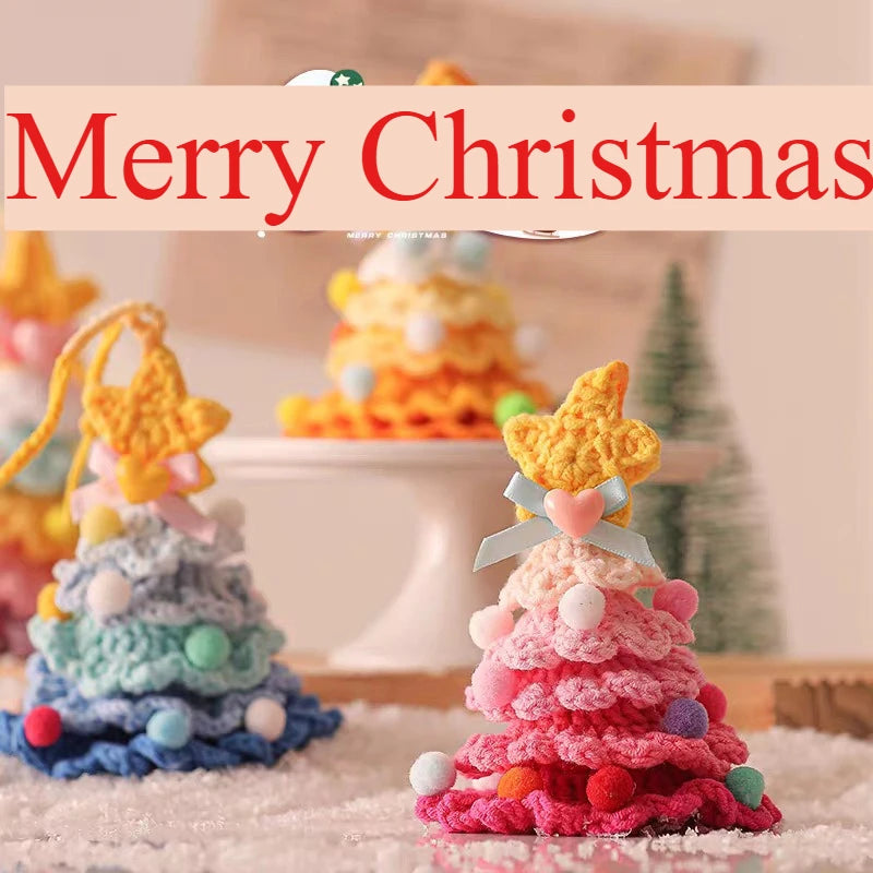 Arbre de Noël Ornement de voiture Arbre de Noël tricoté à la main Cadeau Ornement créatif Décoration de la maison Cadeau de Noël Cadeau d’anniversaire