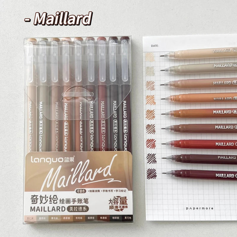 PHANTACI - 9 pièces/ensemble stylo à encre Gel 0.6mm