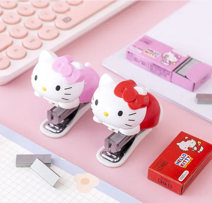 Hello Kitty Sanrio Mini agrafeuse ensemble Portable Compact Design Adorable pour l'école bureau papeterie approvisionnement enfants filles cadeau présent