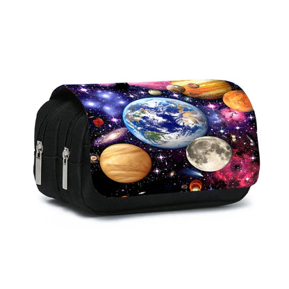 Cosmic Planet – étui à stylos à rabat Double couche pour garçons et filles, meilleurs cadeaux, fournitures scolaires de dessin animé 3D, sacs à crayons pour enfants