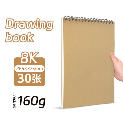 Carnet de croquis d'art en papier kraft, carnet à spirale, bloc-notes de dessin, journal Bullet, fournitures scolaires, 160101