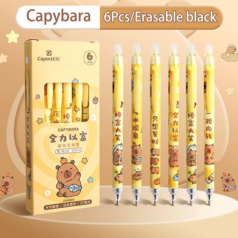 Ensemble de stylos Gel Capybara Panda, 6 pièces