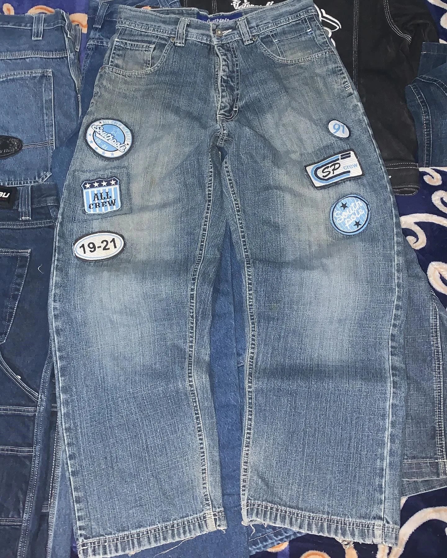 SouthPole Wash jean hommes américain gothique Hip Hop rétro lettre graphique jambe droite pantalon Harajuku mode ample Couple pantalon large