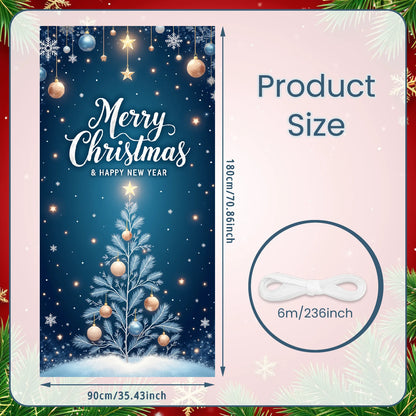 Bannière de Noël Ornements rouges Décoration de vacances Motif de flocon de neige Festivités d'hiver pour la décoration de la maison Célébration de vacances I