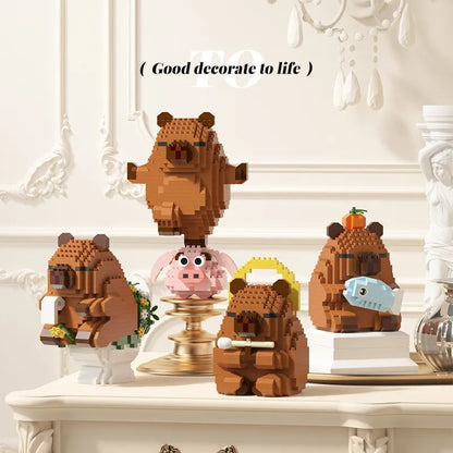 Jolis animaux de dessin animé nanobriques Capybara Micro bloc de diamant modèle de Construction briques de Construction jouets éducatifs pour enfants cadeau