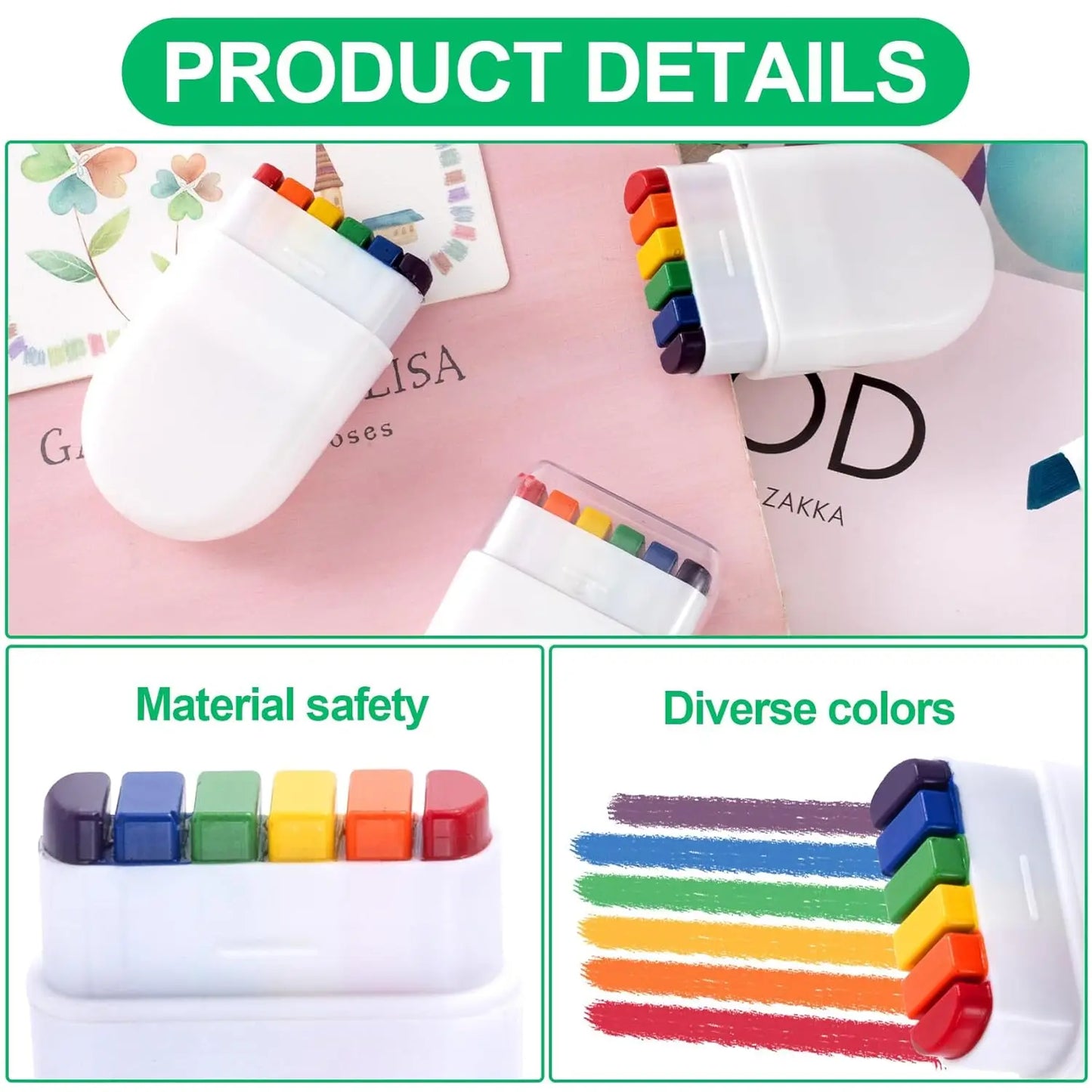 Peinture Crayon arc-en-ciel Kawaii, lavable, Non toxique, accessoires de fête à thème d'anniversaire et d'halloween, Costume de famille Gif, 1 à 3 pièces