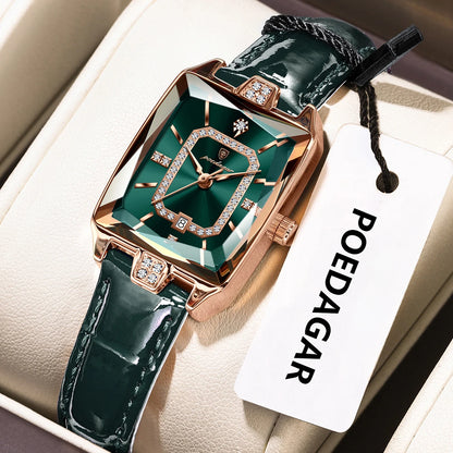 POEDAGAR classique luxe femmes montres étanche en cuir Date mode femme montre élégante de haute qualité Quartz femmes montre-bracelet