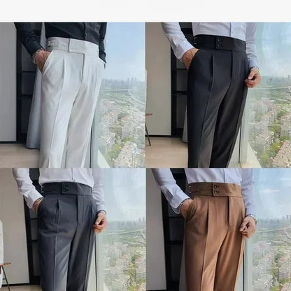 Hommes de haute qualité élégant mince robe pantalon Naples costume pantalon taille haute italien affaires formel pantalon Social Banquet mariage