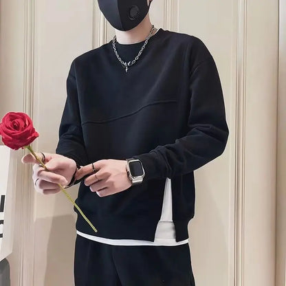 Pull à manches longues et col rond pour hommes, pull polyvalent simple, design de mode, printemps et automne, nouveau, 2023