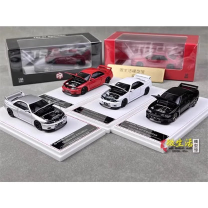 Stock 1:64 GTR R33 400R Skyline R32 R35 modèle de voiture moulée sous pression en alliage, jouet pour adolescents, à collectionner, cadeau d'anniversaire pour enfants.