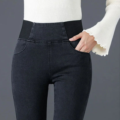 PTKPCC nouveau taille élastique jean moulant femmes printemps mince Stretch Denim pantalon Vintage crayon Vaqueros maman pantalons De Mujer