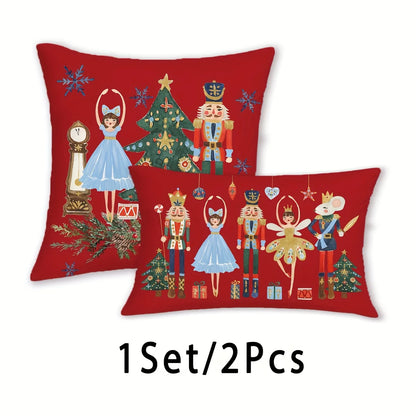 Taies d'oreiller de Noël casse-noisette et de ballet : décor rouge festif avec casse-noisette, ballerines et plus! décoration de la maison