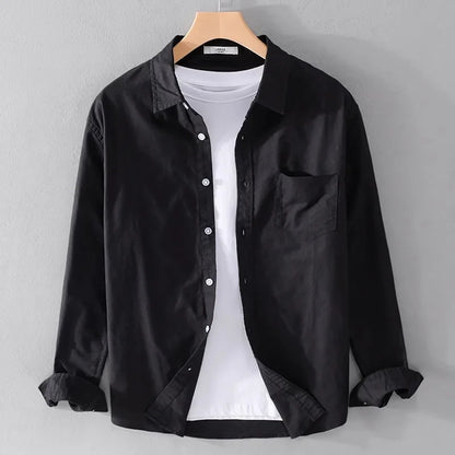 Ox Cloth irt hommes décontracté Long Sve couleur Pure été Busin décontracté polyvalent coupe ample jeunesse tendance anti-déversement