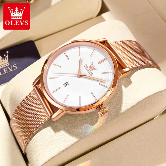 OLEVS 5869 marque de luxe femmes montre exquise maille étanche Ultra mince 6.5mm