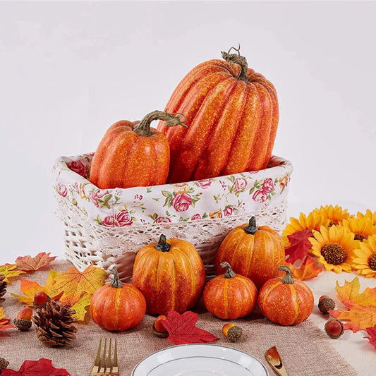 Accessoires de fête de Thanksgiving d'halloween, décoration de maison, ensemble de citrouilles artificielles, faux ornements de citrouille de Simulation