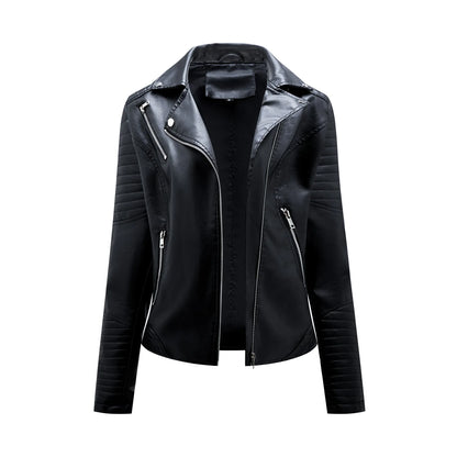 Veste de motard en cuir pour femme, manteau en peau de mouton, rouge, noir, abricot, café, fermeture éclair moto, automne, printemps, 2024