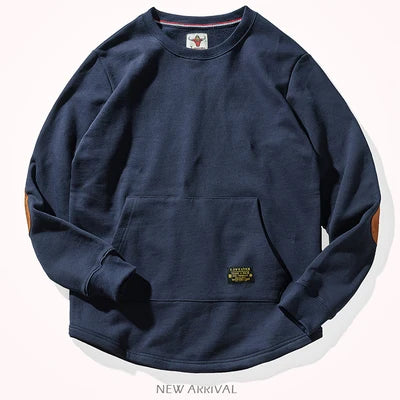Sweat-shirt kangourou en velours pour homme, nouveau, rétro américain, lourd, poches, Simple, pur coton lavé, vêtement de sport décontracté, automne et hiver