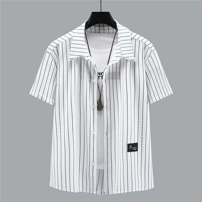 Ensemble chemise à rayures pour hommes, chemise courte, mode décontractée, grande taille 10XL, 11XL, vêtements d'été