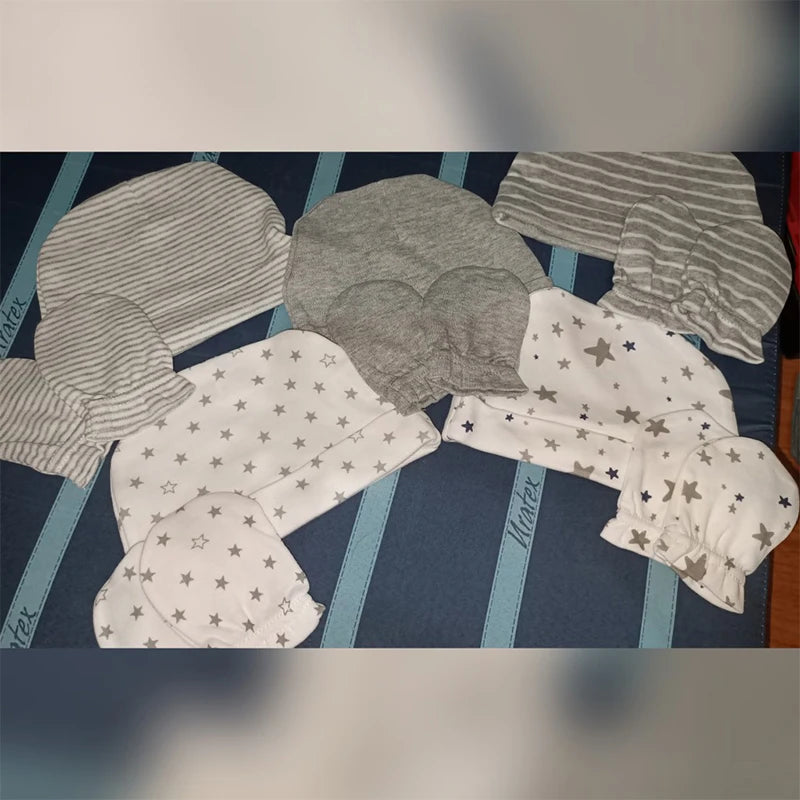 Kiddien'aime-Ensemble bonnet et gants pour nouveau-né, accessoires de vêtements pour bébé garçon, bonnets 100% coton, chapeau d'hôpital, mitaines trempées, 0-6M, lot de 10 pièces
