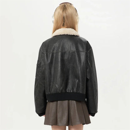 Veste d'extérieur en fausse fourrure pour femme, vestes de moto en cuir pour femme, manteau d'extérieur pour femme, offres Chester, nouveau, hiver, 2024