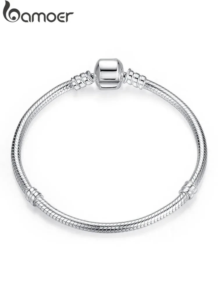 BAMOER – Bracelet en argent Sterling 100% authentique avec chaîne serpent pour femme, bijoux de luxe, 17-22CM, PAS902, meilleure vente