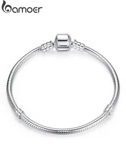 BAMOER – Bracelet en argent Sterling 100% authentique avec chaîne serpent pour femme, bijoux de luxe, 17-22CM, PAS902, meilleure vente
