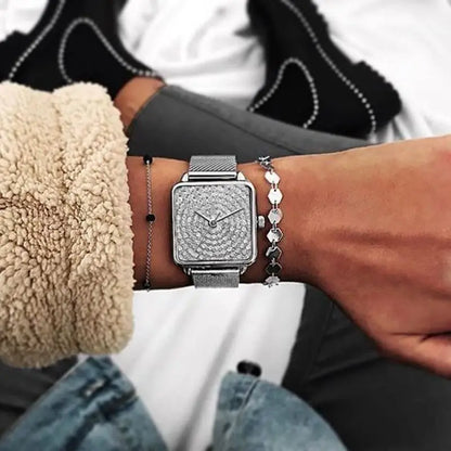 Montre à quartz pour femme, ceinture en acier,