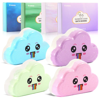 Ensemble cadeau de bombes de bain arc-en-ciel, bombes de bain biologiques faites à la main pour enfants filles, bain moussant naturel pour enfants, 1 pièce/4 pièces