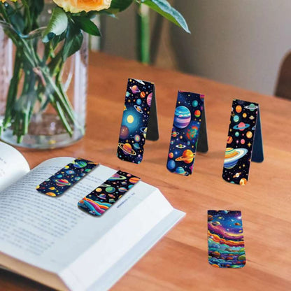 Marque-pages magnétiques sur le thème Space & Planet, 12 pièces, marqueurs de pages en papier durables pour étudiants, enseignants et usage quotidien