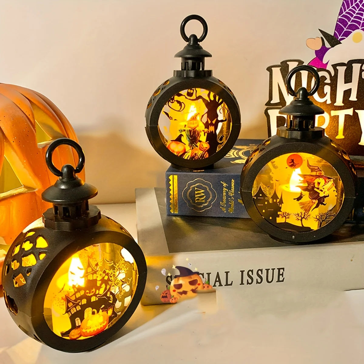 Lampe à Huile LED pour Halloween, Bougie d'Avertissement Électronique, Lanterne, Accessoires de ix, Ornements Shoes