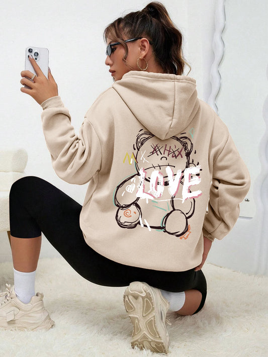 Graffiti ligne ours Simple imprimé femme à capuche Harajuku s-xxl sweat mode décontracté rue à capuche automne chaud Streetwear femmes