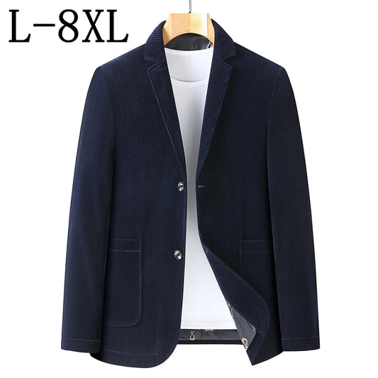 8XL 7XL 6XL nouveau classique couleur unie velours côtelé Blazer costume hommes costume d'affaires veste décontracté ample Jaqueta Masculina hommes vêtements