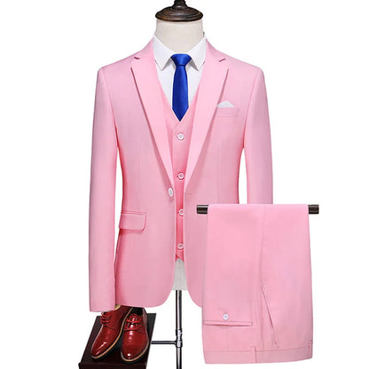 Costume vert clair pour Homme, 3 pièces (veste + pantalon + gilet), noir, gris, rouge, Terno Masculino, mode Slim, taille asiatique M-6XL