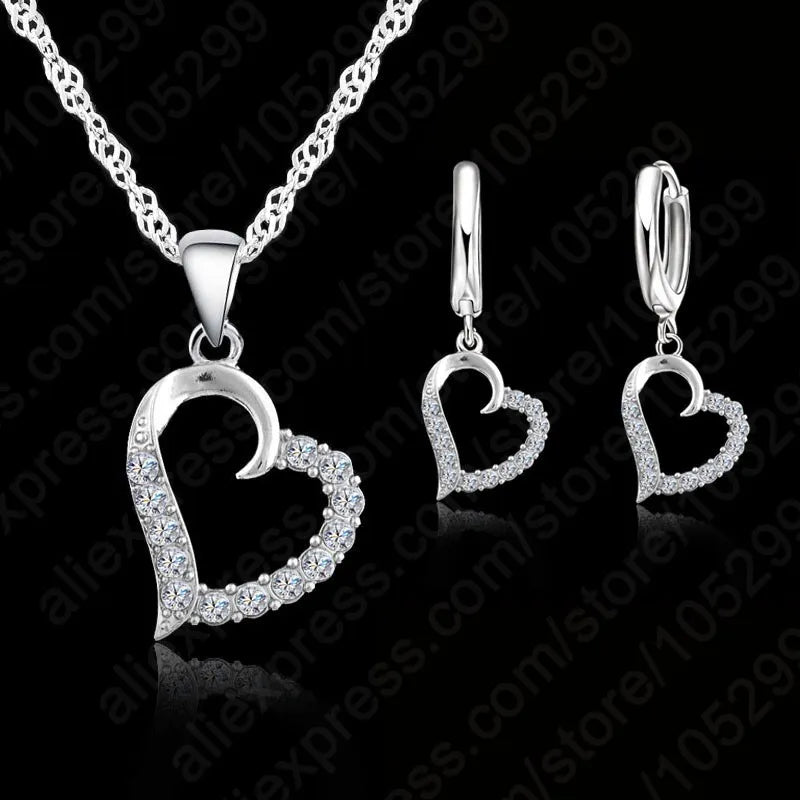 Ensemble de bijoux pendentif en argent regardé 925 pour femme, classique, cubique, collier, boucles d'oreilles, ensembles de mariage