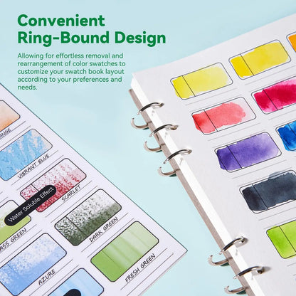 LIGHTWISH – livre d'échantillons d'aquarelle, 12 feuilles détachables 100% coton, 36 espaces, 300 g/m2/140 lb pour aquarelle, Gouache, pastels à l'huile