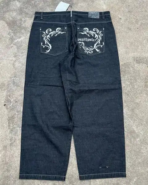 SouthPole Wash jean hommes américain gothique Hip Hop rétro lettre graphique jambe droite pantalon Harajuku mode ample Couple pantalon large