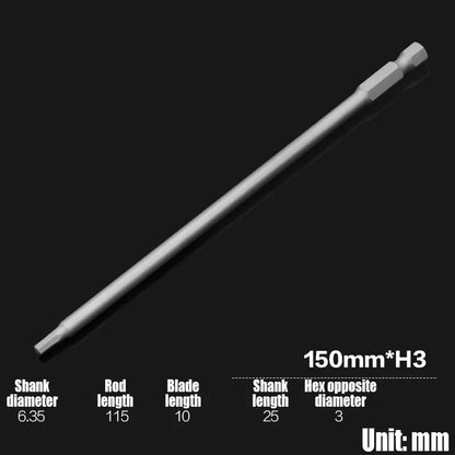 Foret Allen à tête hexagonale H2-H10, 75mm, 150mm, 200mm, embout de tournevis hexagonal électrique, tête de lot magnétique, tournevis à percussion, 1 pièce