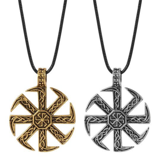 Collier symbole Kolovrat slave pour hommes, roue solaire païenne, Talisman, amulette, chaîne à maillons, pendentif, bijoux religieux pour hommes