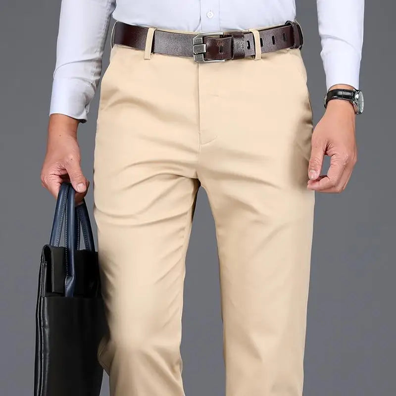 Jean Slim et Décontracté pour Homme, Pantalon Droit de Couleur Unie, Blanc Cassé, à la Mode, Grande Taille, FJ27-38, Été