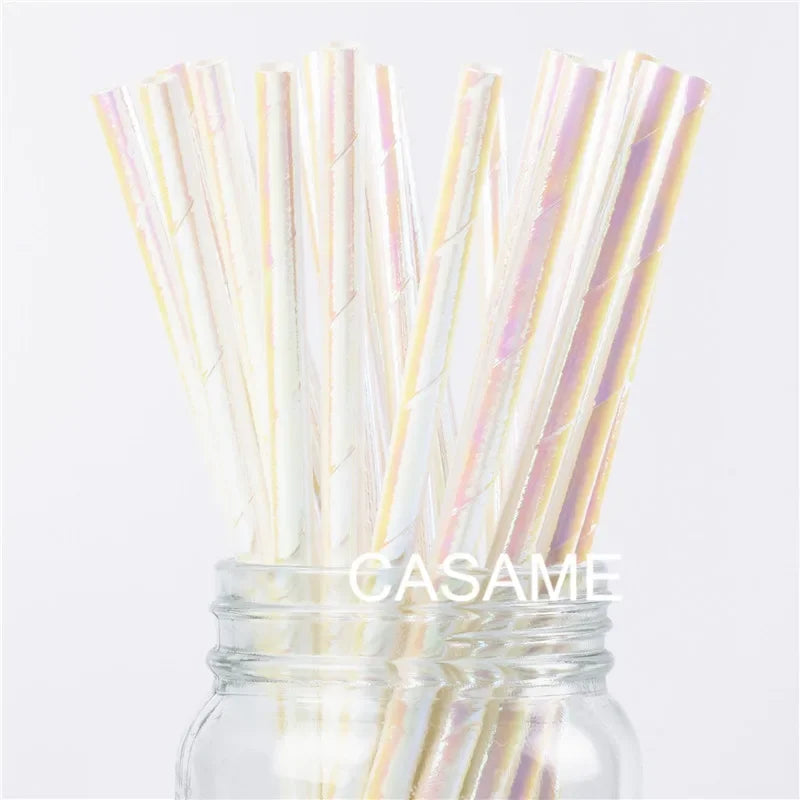 Pailles lridescentes pour décoration de fête, carnaval, mariage, anniversaire d'enfants, fête préChristophe, Noël, fournitures congelées, 25 pièces