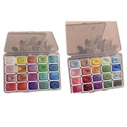 Ensemble d'aquarelle nacré de 20 couleurs, ensemble de peinture aquarelle métallique, scintillant, pour artistes, étudiants, amateurs