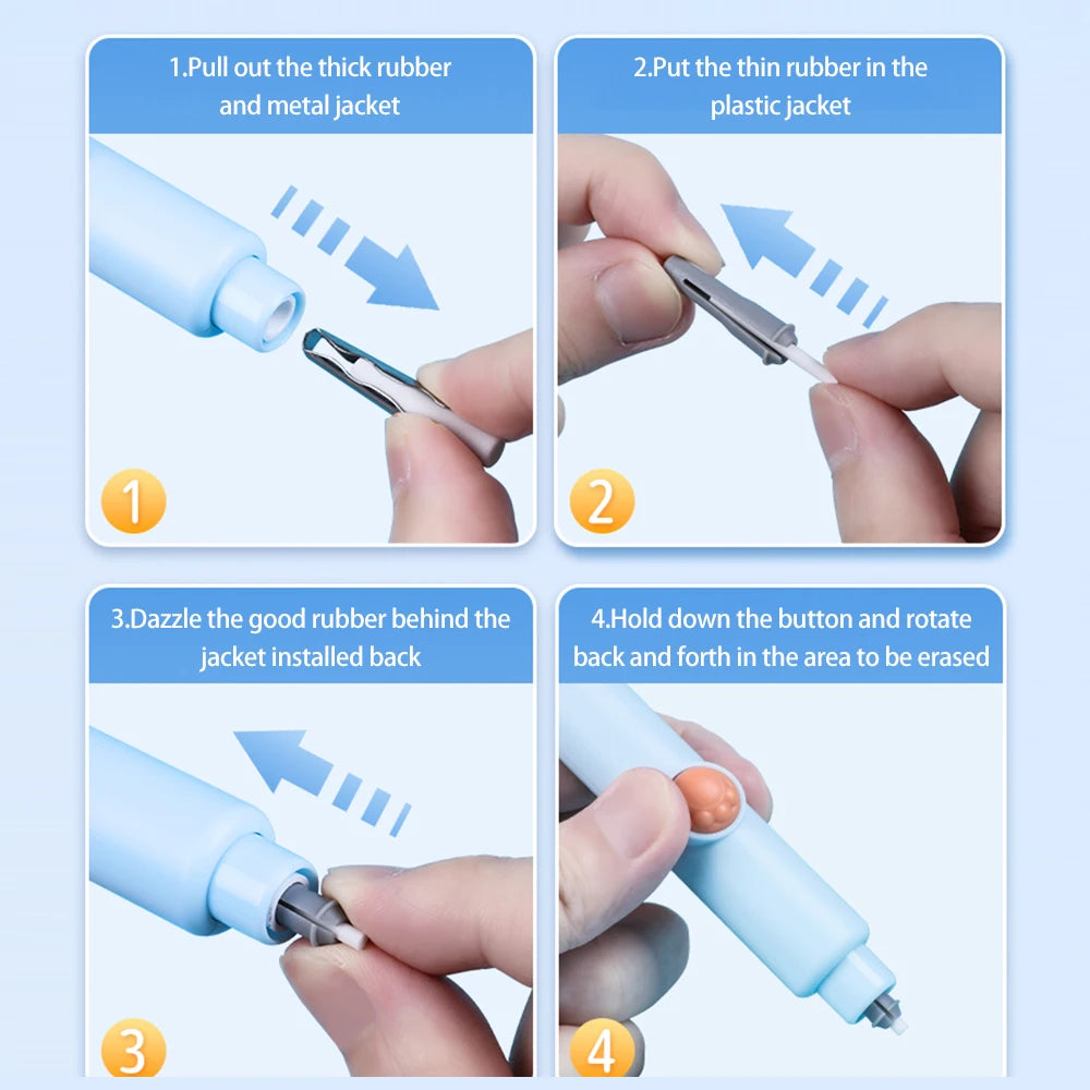 Gommes à crayon électriques rechargeables, avec 20 recharges de gomme,