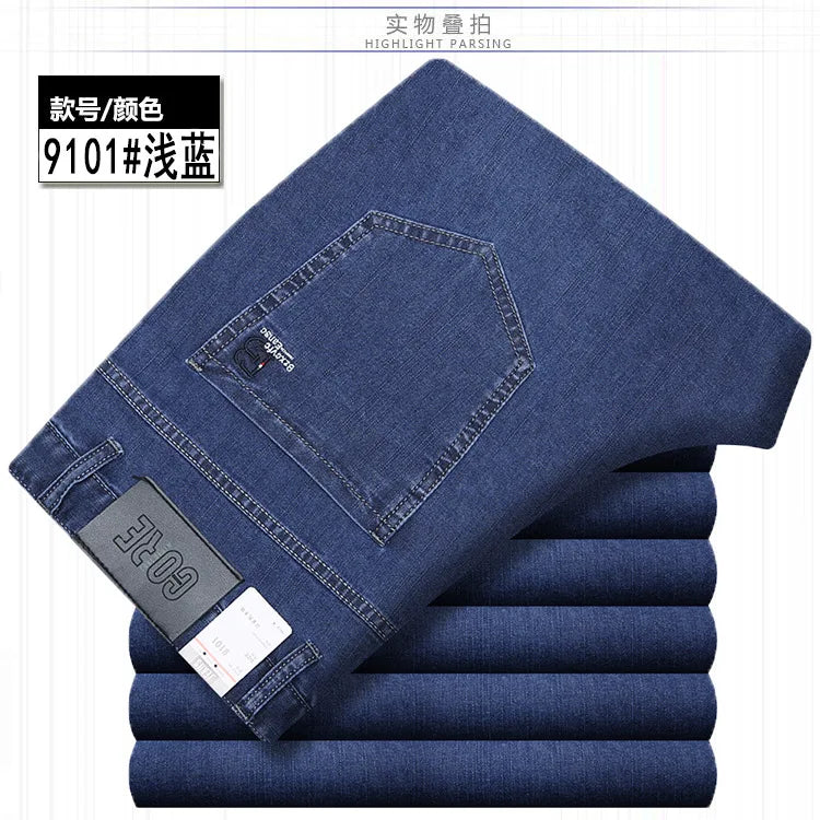 Jean Denim Fin pour Homme, Pantalon Droit, Décontracté, Bleu, Noir, Gris, Vêtements d'Été, Taille 40 42
