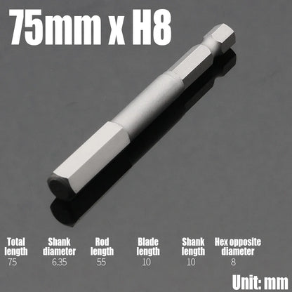 Foret Allen à tête hexagonale H2-H10, 75mm, 150mm, 200mm, embout de tournevis hexagonal électrique, tête de lot magnétique, tournevis à percussion, 1 pièce
